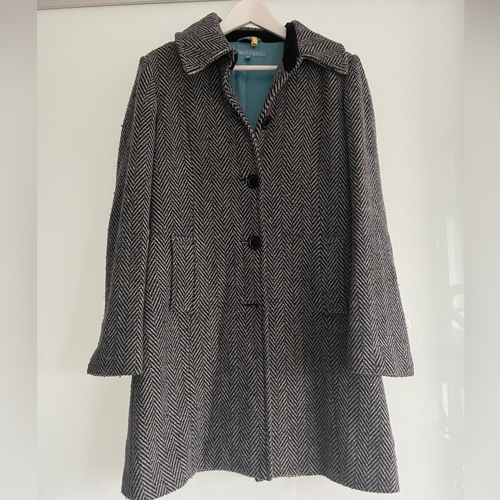 Loved, Smart Set Women’s Vintage B&W Wool Collared Coat Jacket Size Medium M